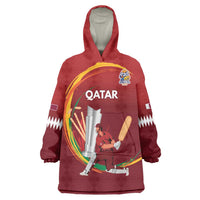 Custom Cricket Qatar East Asia-Pacific Wearable Blanket Hoodie Qatar Boundary to Victory - Wonder Print Shop