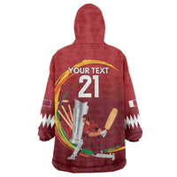 Custom Cricket Qatar East Asia-Pacific Wearable Blanket Hoodie Qatar Boundary to Victory - Wonder Print Shop