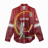 Custom Cricket Qatar East Asia-Pacific Women Casual Shirt Qatar Boundary to Victory - Wonder Print Shop