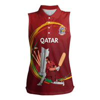 Custom Cricket Qatar East Asia-Pacific Women Sleeveless Polo Shirt Qatar Boundary to Victory - Wonder Print Shop