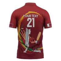 Custom Cricket Qatar East Asia-Pacific Zipper Polo Shirt Qatar Boundary to Victory - Wonder Print Shop