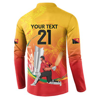 Custom Cricket PNG East Asia-Pacific Button Sweatshirt Papua New Guinea Rise to Power - Wonder Print Shop