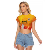 Custom Cricket PNG East Asia-Pacific Raglan Cropped T Shirt Papua New Guinea Rise to Power - Wonder Print Shop