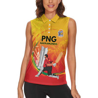 Custom Cricket PNG East Asia-Pacific Women Sleeveless Polo Shirt Papua New Guinea Rise to Power - Wonder Print Shop