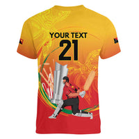 Custom Cricket PNG East Asia-Pacific Women V-Neck T-Shirt Papua New Guinea Rise to Power - Wonder Print Shop