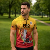 Custom Cricket PNG East Asia-Pacific Zipper Polo Shirt Papua New Guinea Rise to Power - Wonder Print Shop