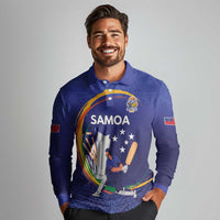 Custom Cricket Samoa East Asia-Pacific Long Sleeve Polo Shirt Samoa Storming the Limits - Wonder Print Shop