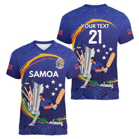 Custom Cricket Samoa East Asia-Pacific Women V-Neck T-Shirt Samoa Storming the Limits - Wonder Print Shop