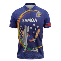 Custom Cricket Samoa East Asia-Pacific Zipper Polo Shirt Samoa Storming the Limits - Wonder Print Shop