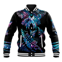 Polynesia Ribbon Butterflies Baseball Jacket Silver Fern Breast Cancer With Papua Shell Pattern LT9 - Wonder Print Shop