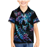 Polynesia Ribbon Butterflies Family Matching Mermaid Dress and Hawaiian Shirt Silver Fern Breast Cancer With Papua Shell Pattern LT9 - Wonder Print Shop