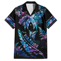 Polynesia Ribbon Butterflies Kid Hawaiian Shirt Silver Fern Breast Cancer With Papua Shell Pattern - Wonder Print Shop