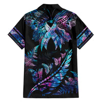 Polynesia Ribbon Butterflies Kid Hawaiian Shirt Silver Fern Breast Cancer With Papua Shell Pattern - Wonder Print Shop