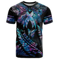 Polynesia Ribbon Butterflies T Shirt Silver Fern Breast Cancer With Papua Shell Pattern - Wonder Print Shop