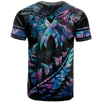 Polynesia Ribbon Butterflies T Shirt Silver Fern Breast Cancer With Papua Shell Pattern - Wonder Print Shop