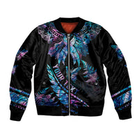 Personalised Polynesia Ribbon Butterflies Bomber Jacket Silver Fern Breast Cancer With Papua Shell Pattern LT9 - Wonder Print Shop