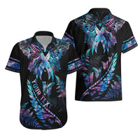 Personalised Polynesia Ribbon Butterflies Hawaiian Shirt Silver Fern Breast Cancer With Papua Shell Pattern - Wonder Print Shop