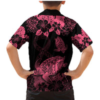 Personalised Polynesian Turtle Ribbon Family Matching Mermaid Dress and Hawaiian Shirt Think Pink Breast Cancer With Pacific Hibiscus LT9 - Wonder Print Shop