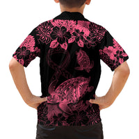 Personalised Polynesian Turtle Ribbon Kid Hawaiian Shirt Think Pink Breast Cancer With Pacific Hibiscus - Wonder Print Shop