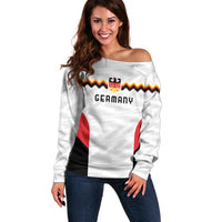 Germany Basketball History Champion Off Shoulder Sweater Deutschland Black Red Gold Victory - Wonder Print Shop