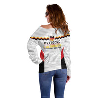 Germany Basketball History Champion Off Shoulder Sweater Deutschland Black Red Gold Victory - Wonder Print Shop