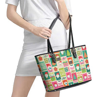 Cute Yule Lads Christmas Leather Tote Bag Icelandic Jolasveinar Hippie Style - Wonder Print Shop