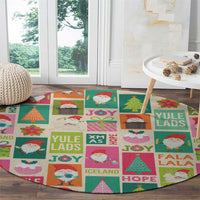 Cute Yule Lads Christmas Round Carpet Icelandic Jolasveinar Hippie Style