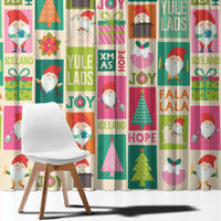 Cute Yule Lads Christmas Window Curtain Icelandic Jolasveinar Hippie Style - Wonder Print Shop
