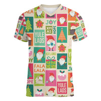 Cute Yule Lads Christmas Women V-Neck T-Shirt Icelandic Jolasveinar Hippie Style - Wonder Print Shop