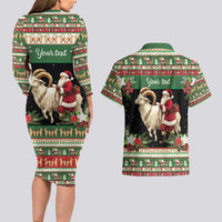 Yule Goat Personalized Couples Matching Long Sleeve Bodycon Dress and Hawaiian Shirt Scandanavian Mythology LT9 - Wonder Print Shop