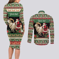 Yule Goat Personalized Couples Matching Long Sleeve Bodycon Dress and Long Sleeve Button Shirt Scandanavian Mythology LT9 - Wonder Print Shop