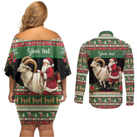 Yule Goat Personalized Couples Matching Off Shoulder Short Dress and Long Sleeve Button Shirt Scandanavian Mythology LT9 - Wonder Print Shop