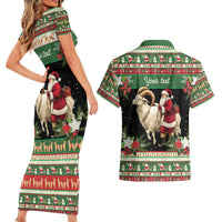 Yule Goat Personalized Couples Matching Short Sleeve Bodycon Dress and Hawaiian Shirt Scandanavian Mythology LT9 - Wonder Print Shop