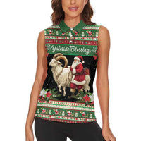Yule Goat Personalized Women Sleeveless Polo Shirt Scandanavian Mythology - Wonder Print Shop