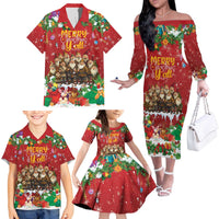 Yule Lads Personalized Family Matching Off The Shoulder Long Sleeve Dress and Hawaiian Shirt Legend Icelands Jolasveinar - Wonder Print Shop