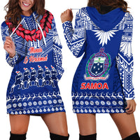 Toa Samoa Christmas Hoodie Dress Samoa Siva Tau Manuia Le Kerisimasi Blue Vibe - Wonder Print Shop