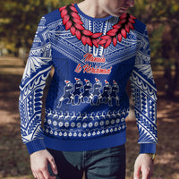 Toa Samoa Christmas Ugly Christmas Sweater Samoa Siva Tau Manuia Le Kerisimasi Blue Vibe - Wonder Print Shop