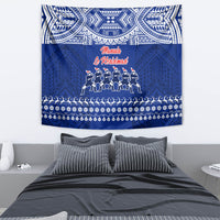 Toa Samoa Christmas Tapestry Samoa Siva Tau Manuia Le Kerisimasi Blue Vibe - Wonder Print Shop