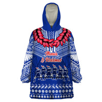 Toa Samoa Christmas Wearable Blanket Hoodie Samoa Siva Tau Manuia Le Kerisimasi Blue Vibe - Wonder Print Shop