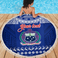 Personalised Toa Samoa Christmas Beach Blanket Samoa Siva Tau Manuia Le Kerisimasi Blue Vibe LT9 - Wonder Print Shop