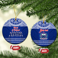 Personalised Toa Samoa Christmas Ceramic Ornament Samoa Siva Tau Manuia Le Kerisimasi Blue Vibe LT9 - Wonder Print Shop