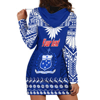 Personalised Toa Samoa Christmas Hoodie Dress Samoa Siva Tau Manuia Le Kerisimasi Blue Vibe - Wonder Print Shop