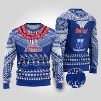 Personalised Toa Samoa Christmas Ugly Christmas Sweater Samoa Siva Tau Manuia Le Kerisimasi Blue Vibe - Wonder Print Shop