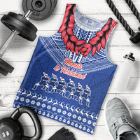 Personalised Toa Samoa Christmas Men Tank Top Samoa Siva Tau Manuia Le Kerisimasi Blue Vibe - Wonder Print Shop