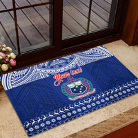 Personalised Toa Samoa Christmas Rubber Doormat Samoa Siva Tau Manuia Le Kerisimasi Blue Vibe - Wonder Print Shop