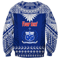 Personalised Toa Samoa Christmas Sweatshirt Samoa Siva Tau Manuia Le Kerisimasi Blue Vibe - Wonder Print Shop