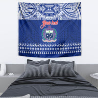 Personalised Toa Samoa Christmas Tapestry Samoa Siva Tau Manuia Le Kerisimasi Blue Vibe - Wonder Print Shop