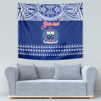 Personalised Toa Samoa Christmas Tapestry Samoa Siva Tau Manuia Le Kerisimasi Blue Vibe - Wonder Print Shop