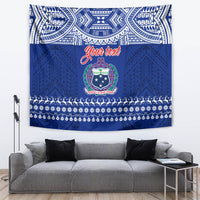 Personalised Toa Samoa Christmas Tapestry Samoa Siva Tau Manuia Le Kerisimasi Blue Vibe - Wonder Print Shop