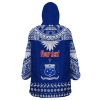 Personalised Toa Samoa Christmas Wearable Blanket Hoodie Samoa Siva Tau Manuia Le Kerisimasi Blue Vibe - Wonder Print Shop